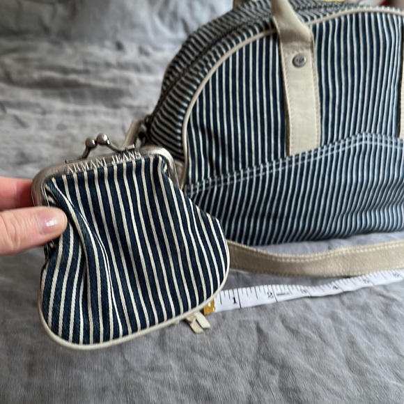 KAPITAL style / Armani Jeans Canvas/Leather Women's Satchel Hand Bag 13" x 9" - Picture 3 of 12